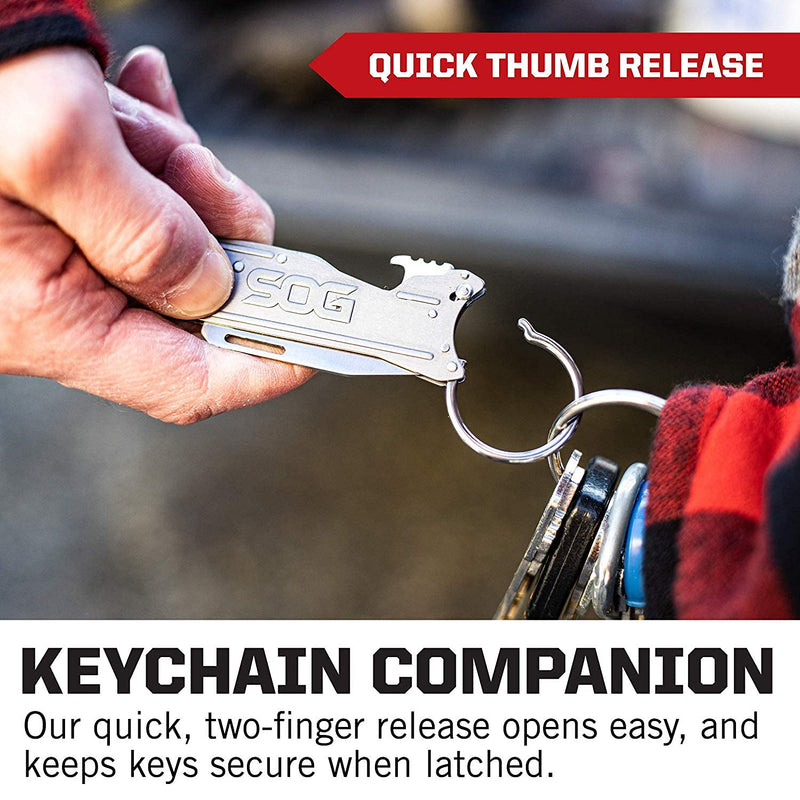 KeyTron SOG Keychain Pocket Knife- Convenient 1.8 Inch EDC Folding Knife with Bottle Opener and Quick Thumb Release (KT1001-CP)