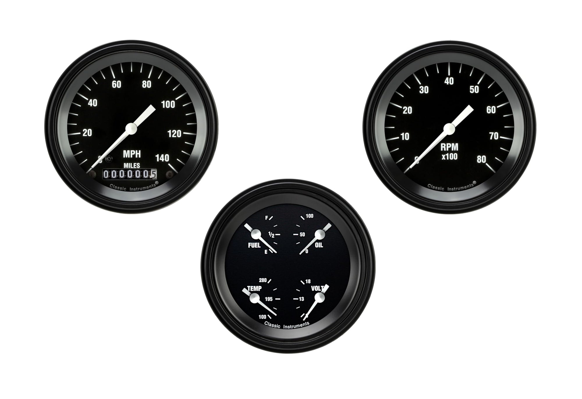 Hot Rod Series Classic Instruments HR03BLF 3 Gauge Package
