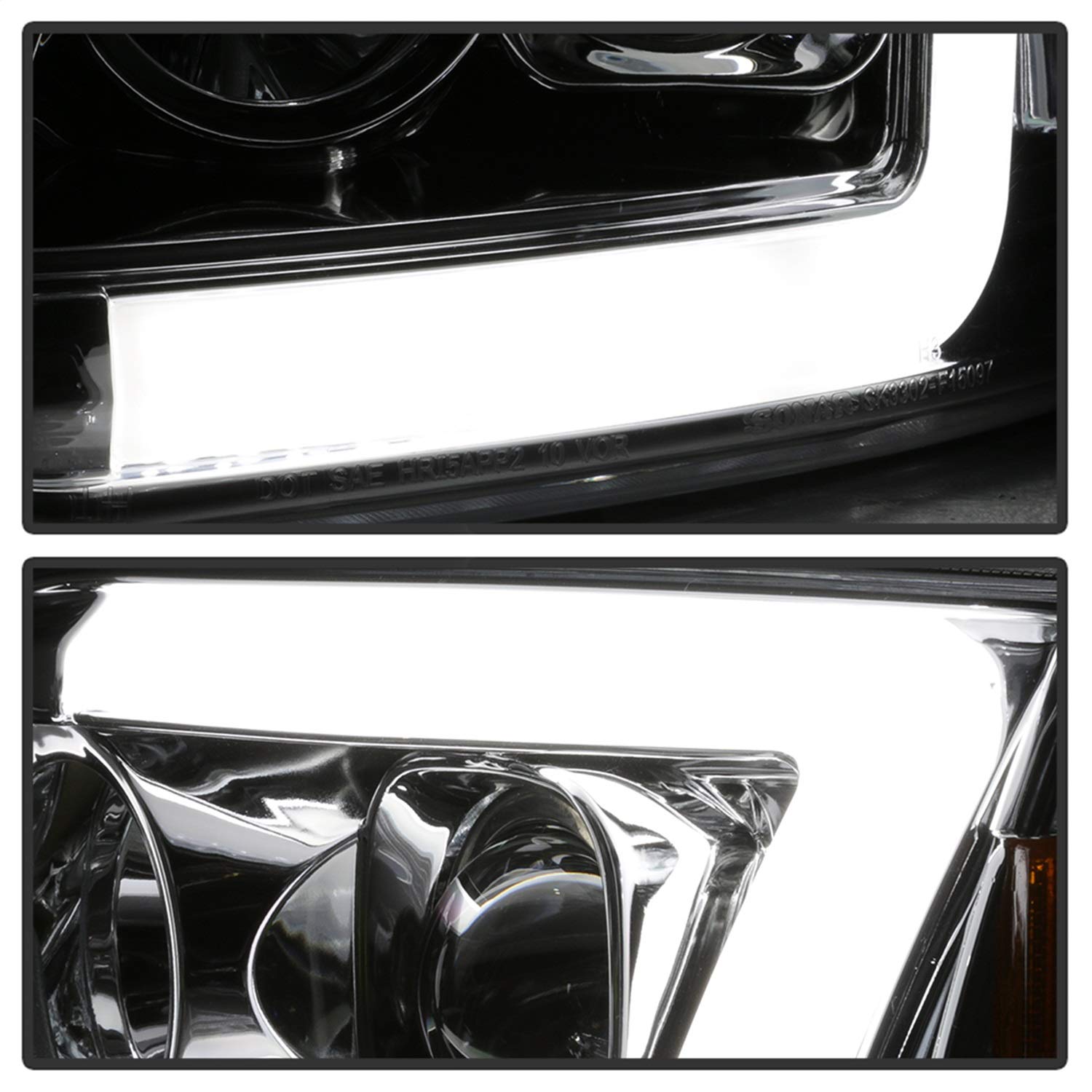 Spyder Auto 5084644 Spyder Ford F150 97-03 / Expedition 97-02 1PC Version 2 Projector Headlights - (Will Not Fit Manufacture Date Before 6/1997) - Light Bar DRL LED - Chrome