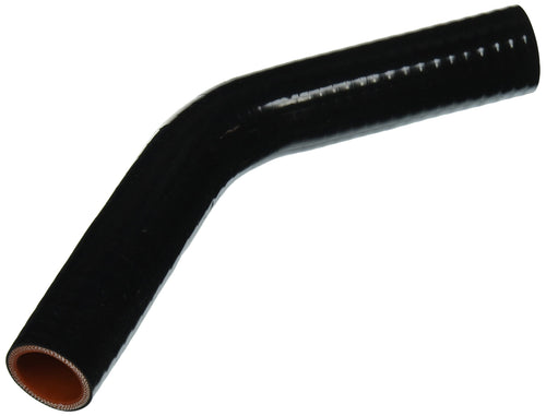 HPS Silicone High Temperature 4-ply Reinforced 45 degree Elbow Coupler Hose HTSEC45-112-BLK, 75 PSI Maximum Pressure, 4" Leg Length on each side, 1-1/8" ID, Black