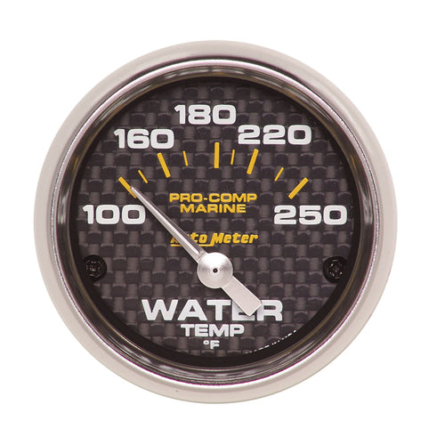 Gauge AUTO Meter 200762-40 Water Temp (Marine Carbon Fiber 2 1/16", 100-250ºf, Electric, Marine Carbon Fiber)