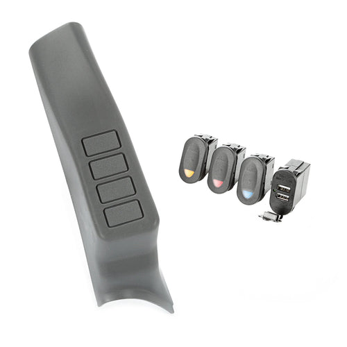 Rugged Ridge | A-Pillar Switch Pod Kit, 3 Switch, Dual USB Connector | 17235.88 | Fits 2007-2010 Jeep Wrangler JK