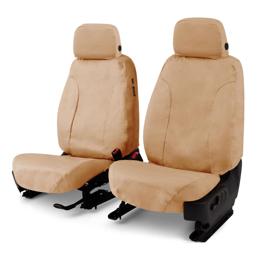 Covercraft Custom Polycotton Seat Covers | Fits 2018-2025 Jeep Wrangler JL 4-Door & 2020-2025 Jeep Gladiator | 1st Row Bucket Seats, Tan