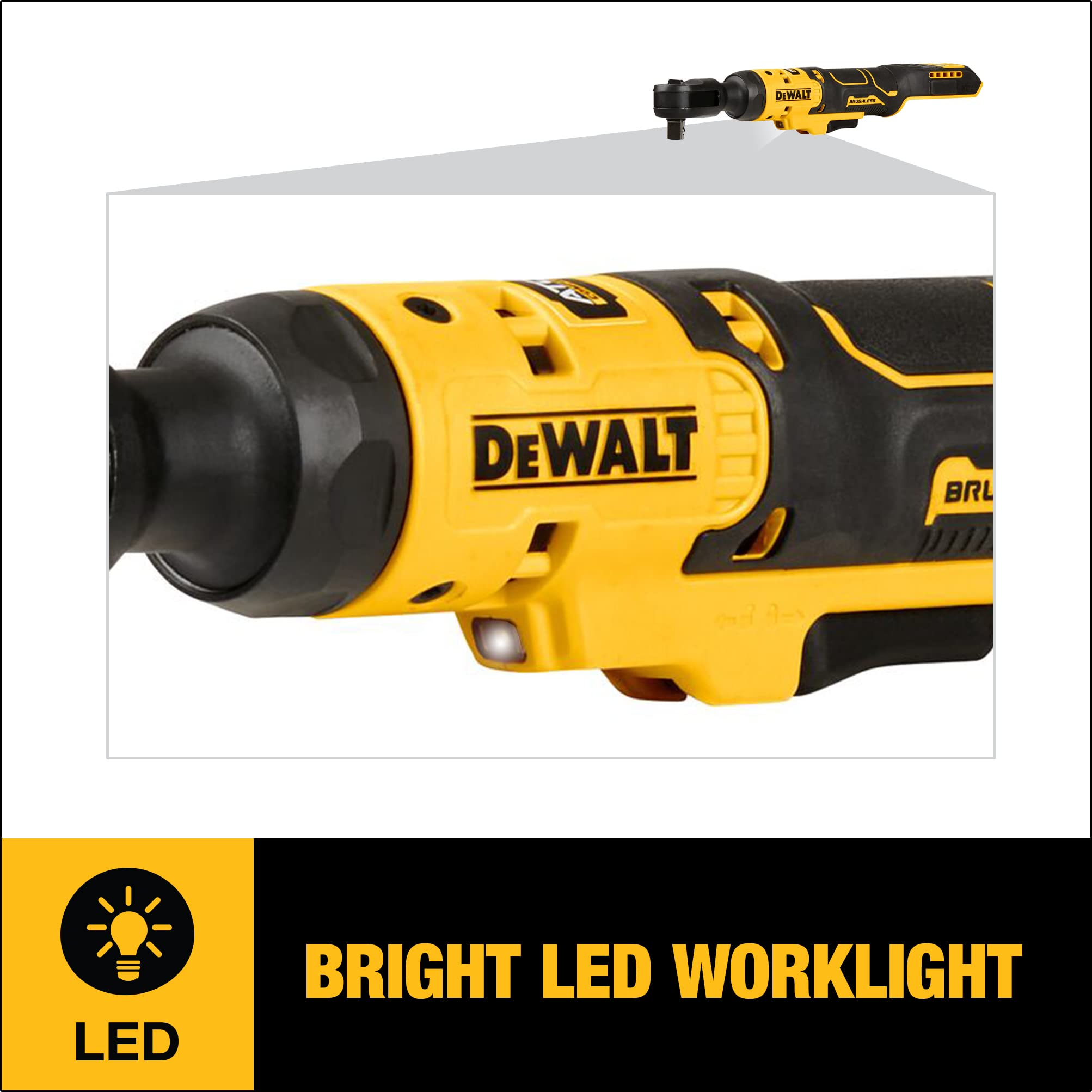DEWALT 20V MAX ATOMIC Brushless Cordless Ratchet, 1/2 Inch, Bare Tool Only (DCF512B)