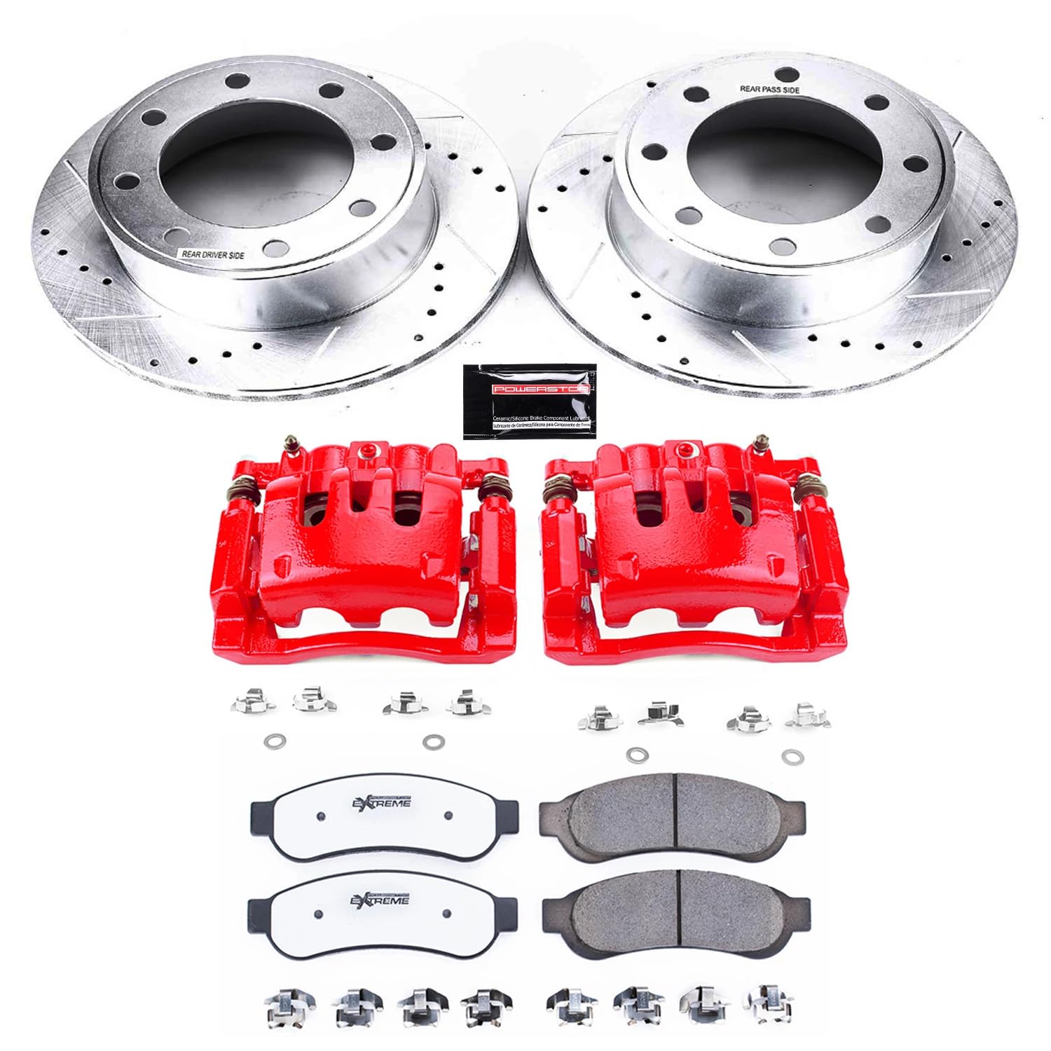 Power Stop Z23 KC5490 Evolution Sport 1-Click Brake Kit with Powder Coated Calipers (Brake Pads, Drilled/Slotted Rotors) For Dodge Ram 1500, Dodge Ram 2500, Dodge Ram 3500 [Model Specific]