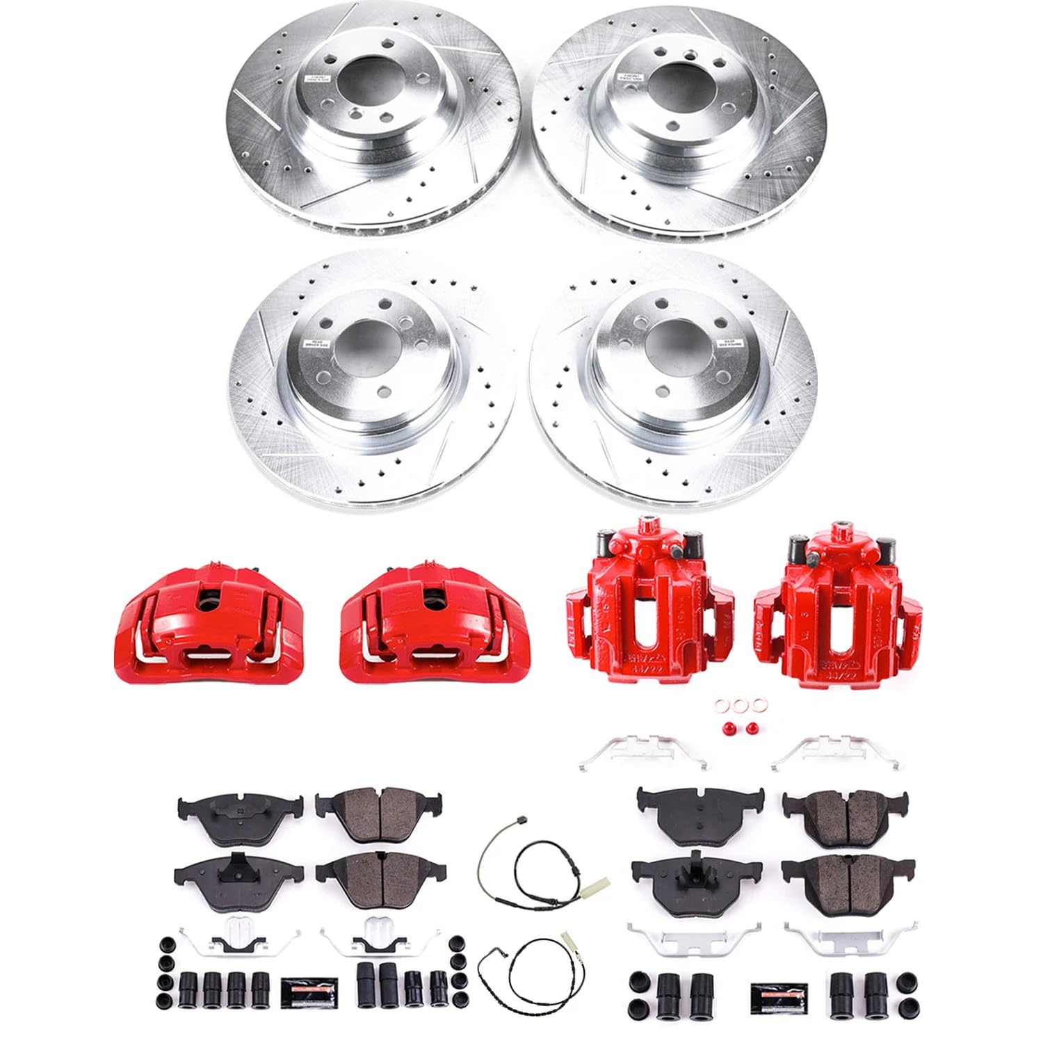 Power Stop Z23 Evolution Sport Performance Brake Kit with Caliper and 1 Front & 1 Rear Sensor Wires For BMW 3, BMW 335i, BMW 335i xDr, BMW 335is [Model Specific]