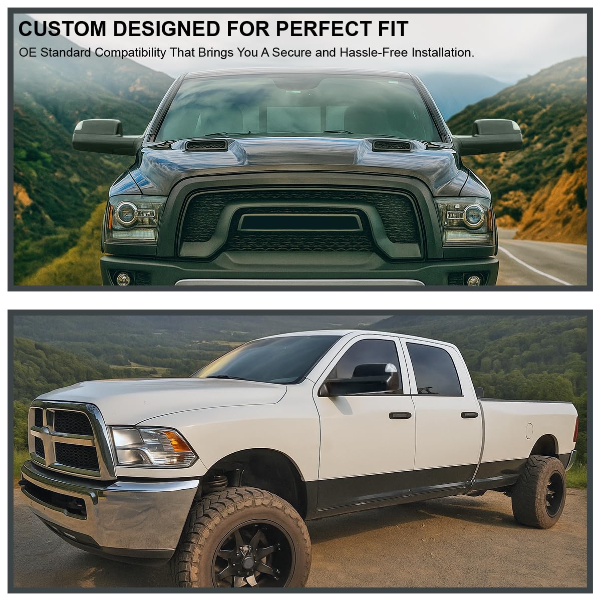 Spec-D Tuning Power Folding Black Heated Towing Side Mirrors+LED Signal+Puddle+Temp Sensor Compatible with 2013-2018 Dodge Ram 1500 2500 3500/2019-2024 Dodge Ram 1500 Classic Left + Right Pair