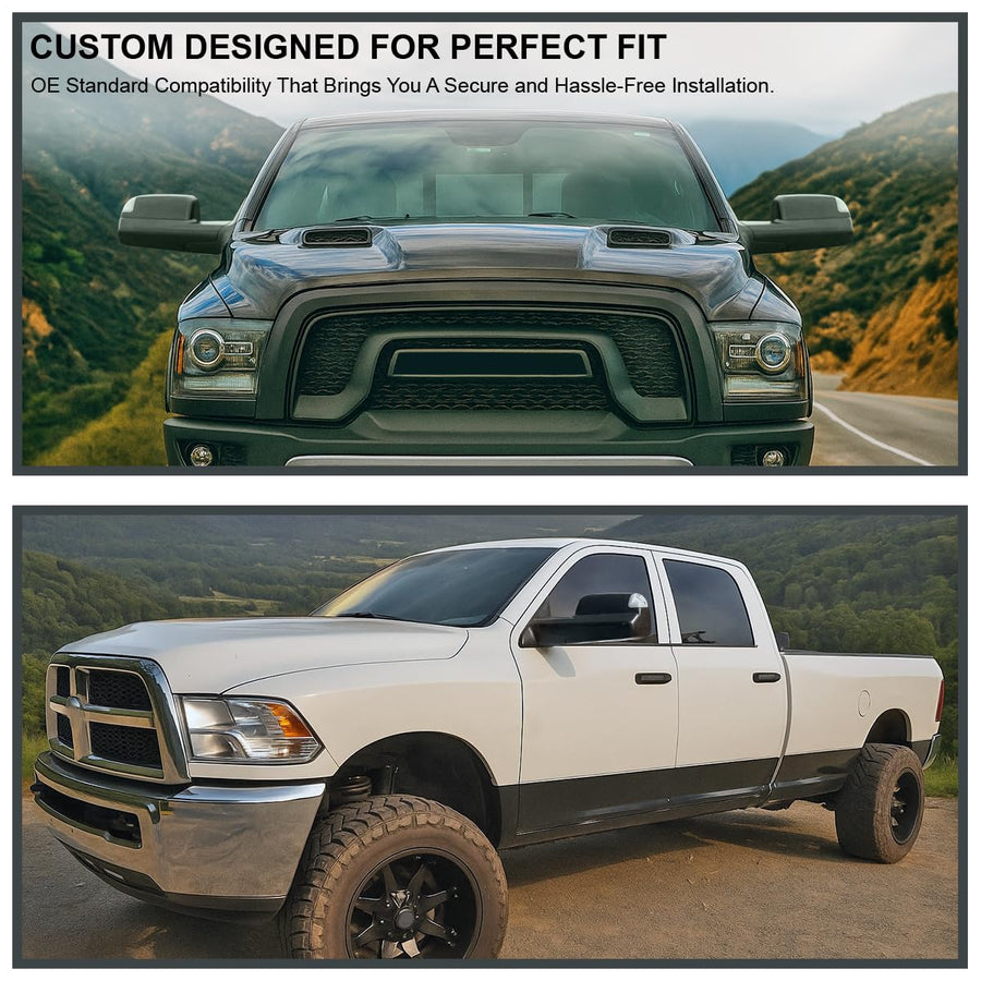 Spec-D Tuning Power Folding Black Heated Towing Side Mirrors+LED Signal+Puddle+Temp Sensor Compatible with 2013-2018 Dodge Ram 1500 2500 3500/2019-2024 Dodge Ram 1500 Classic Left + Right Pair
