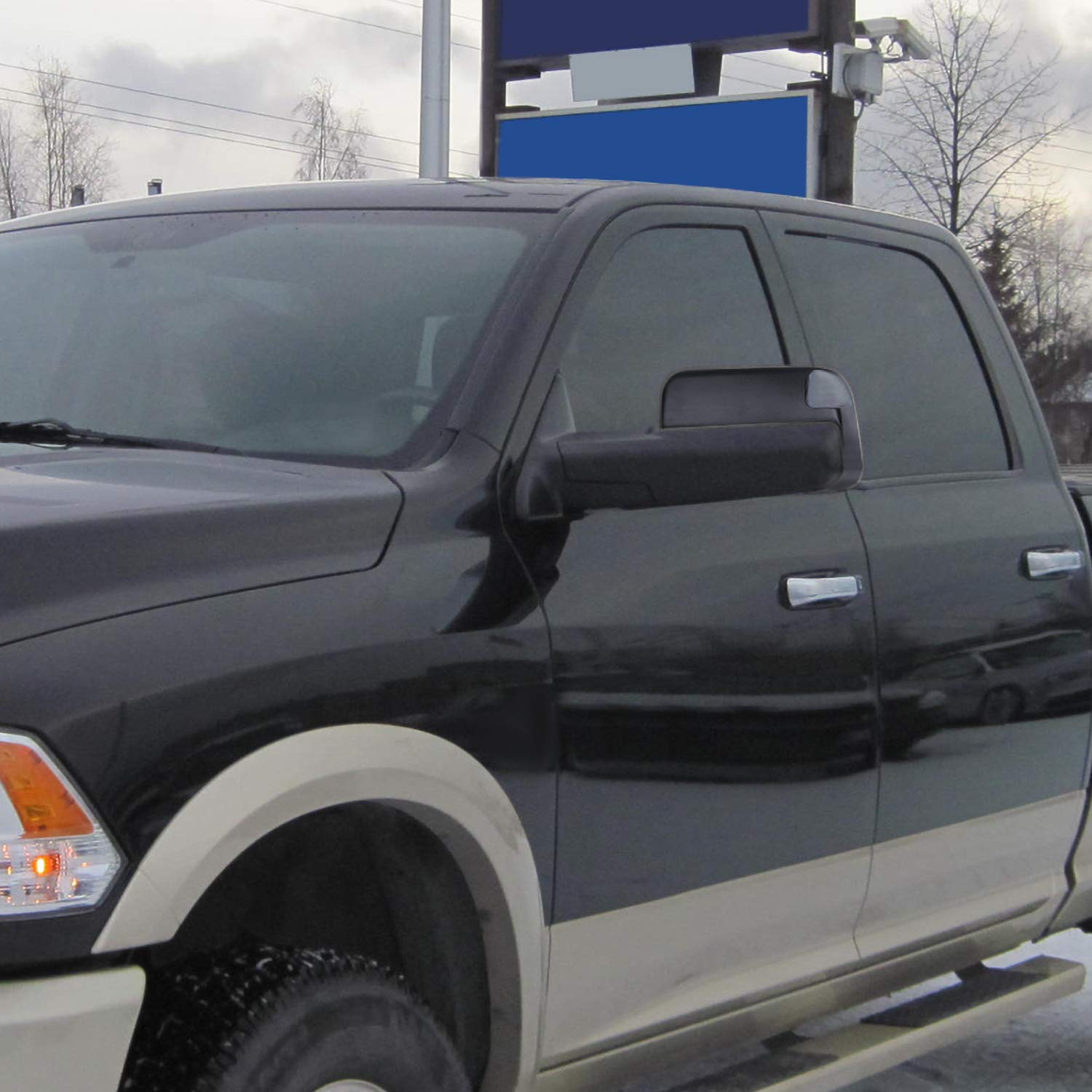 Spec-D Tuning Power Heated Black Auto Fold Tow Mirrors+LED Puddle Lamps+Turn Signal Compatible with 2009-2012 Dodge Ram 1500, 2010-2012 Ram 2500 3500 Left + Right Pair