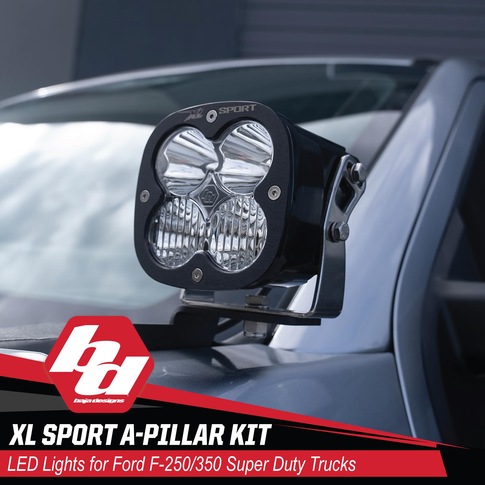 Baja Designs A-Pillar Light Kit XL Sport for Ford Super Duty Truck 23-On with 2 Lights, Toggle Harness and Mounting Accessories
