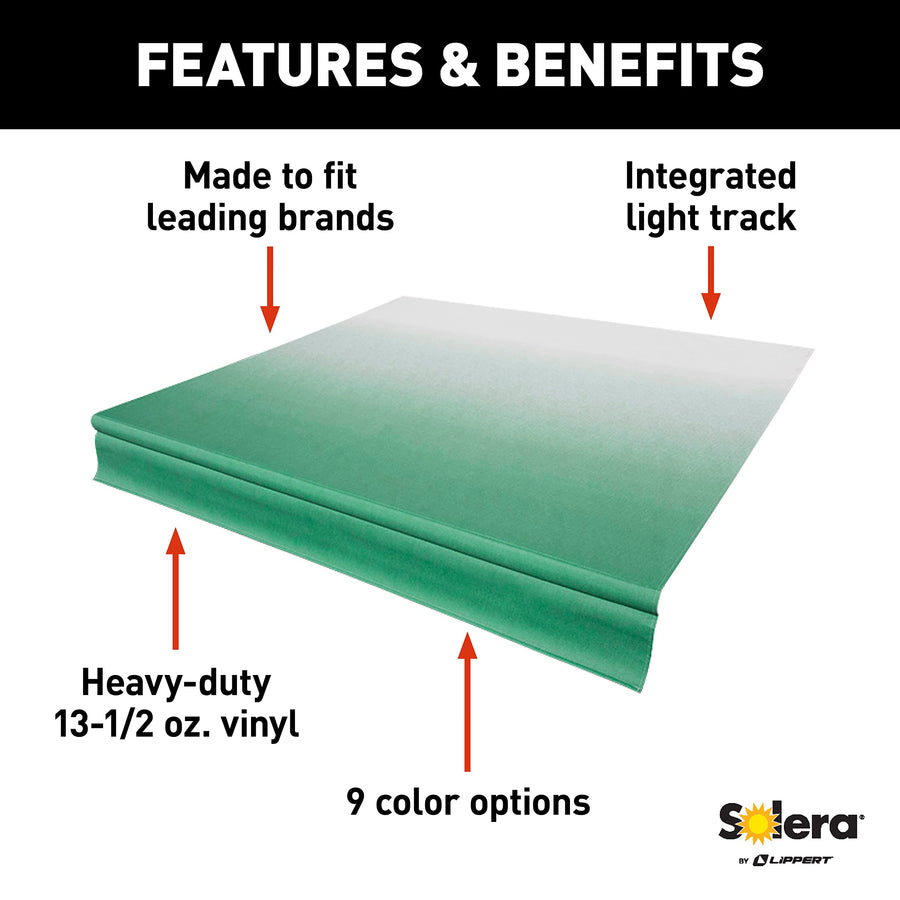 Solera Heavy-Duty Universal Fit Vinyl RV Patio Awning Replacement Fabric Green Fade 15' Awning (14'4" Fabric)