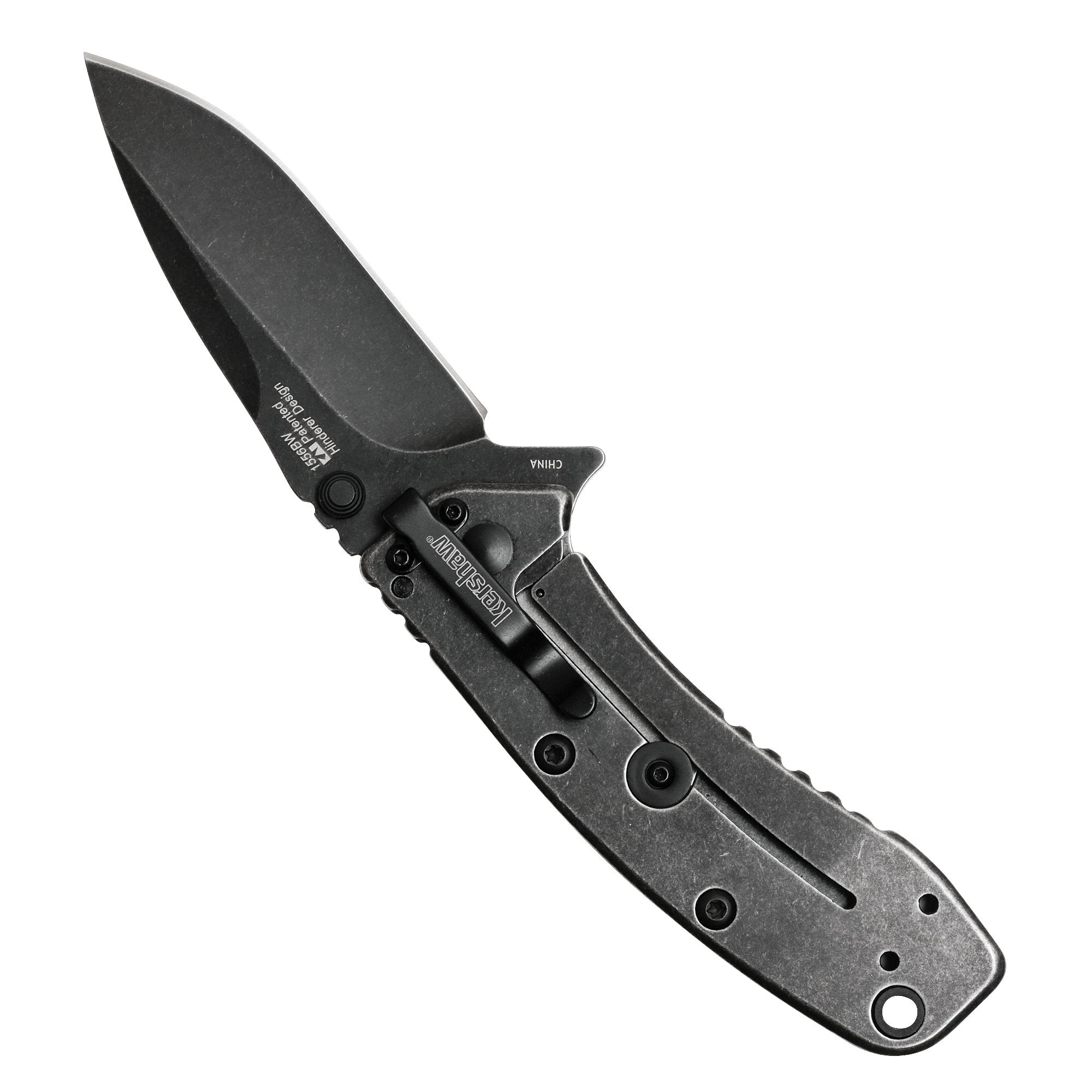 Kershaw Pocket Knife Cryo II BlackWash (1556BW), 3.25 8Cr13MoV Stainless Steel Blade; 410 Stainless Steel Handle, SpeedSafe Assisted Opening, Frame Lock, 4-Position Deep-Carry Pocketclip; 5.5 OZ