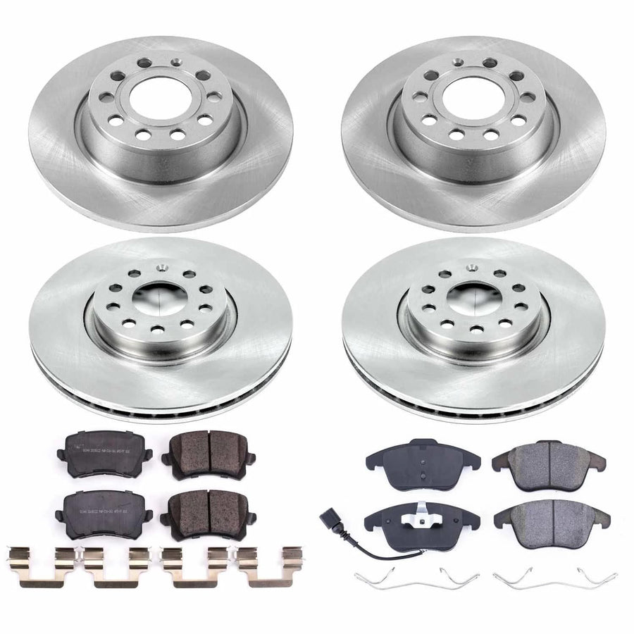Power Stop KOE7339 Front and Rear Autospecialty Replacement Brake Kit-OE Brake Rotors & Ceramic Brake Pads For Audi, Audi Q3 Quat, VW Tiguan, VW Tiguan Limited [Model Specific]
