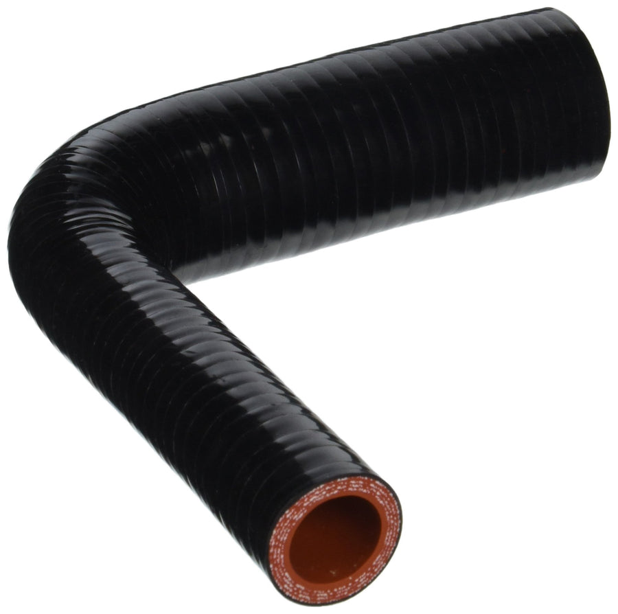 HPS Silicone High Temperature 90 degree Elbow Reducer 4-ply Reinforced Coupler Hose, 100 PSI Maximum Pressure, 4" Leg Length on each side, 7/8" > 1-3/8" ID, Black