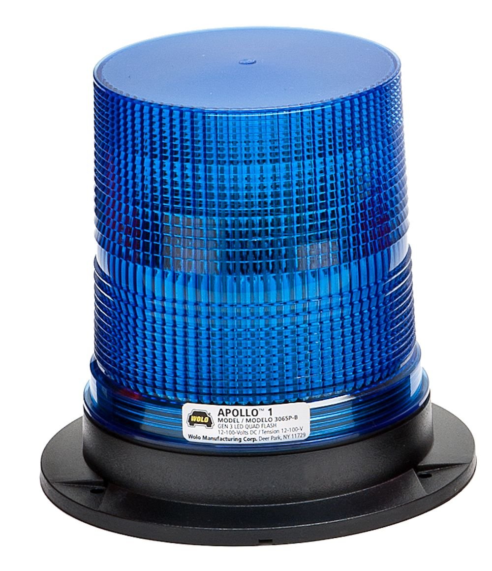 Apollo 1 Wolo (3065P-B) GEN 3 Emergency Warning Light - Blue Lens, Permanent Mount