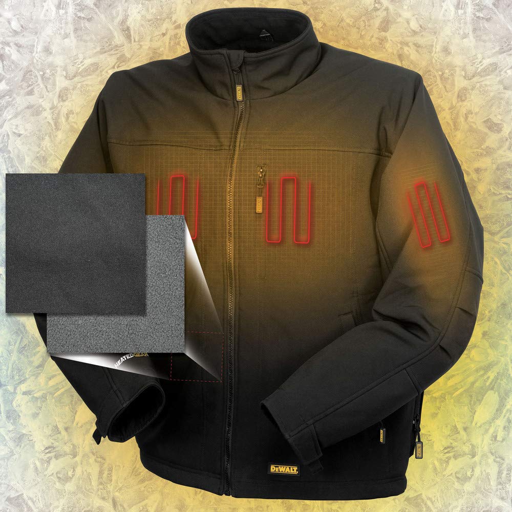 Men's DEWALT Heated Soft Shell Jacket Kit Black X-Large
