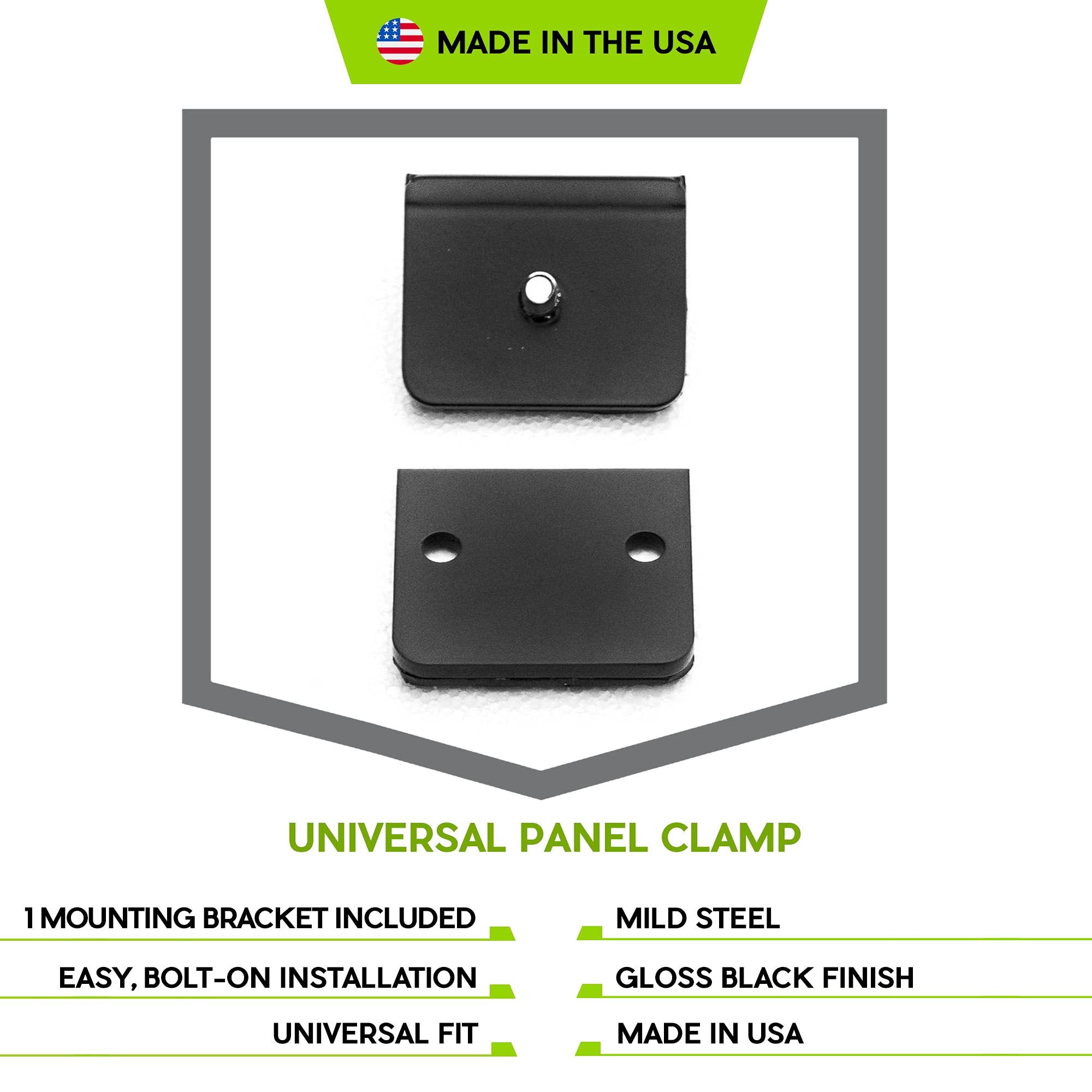 ZROADZ LED Bracket Universal Panel Clamp, Black, Mild Steel, Bolt-on, no drilling required, to mount (1) 3 Inch ZROADZ or similar style LED Pod Lights (Z390001)