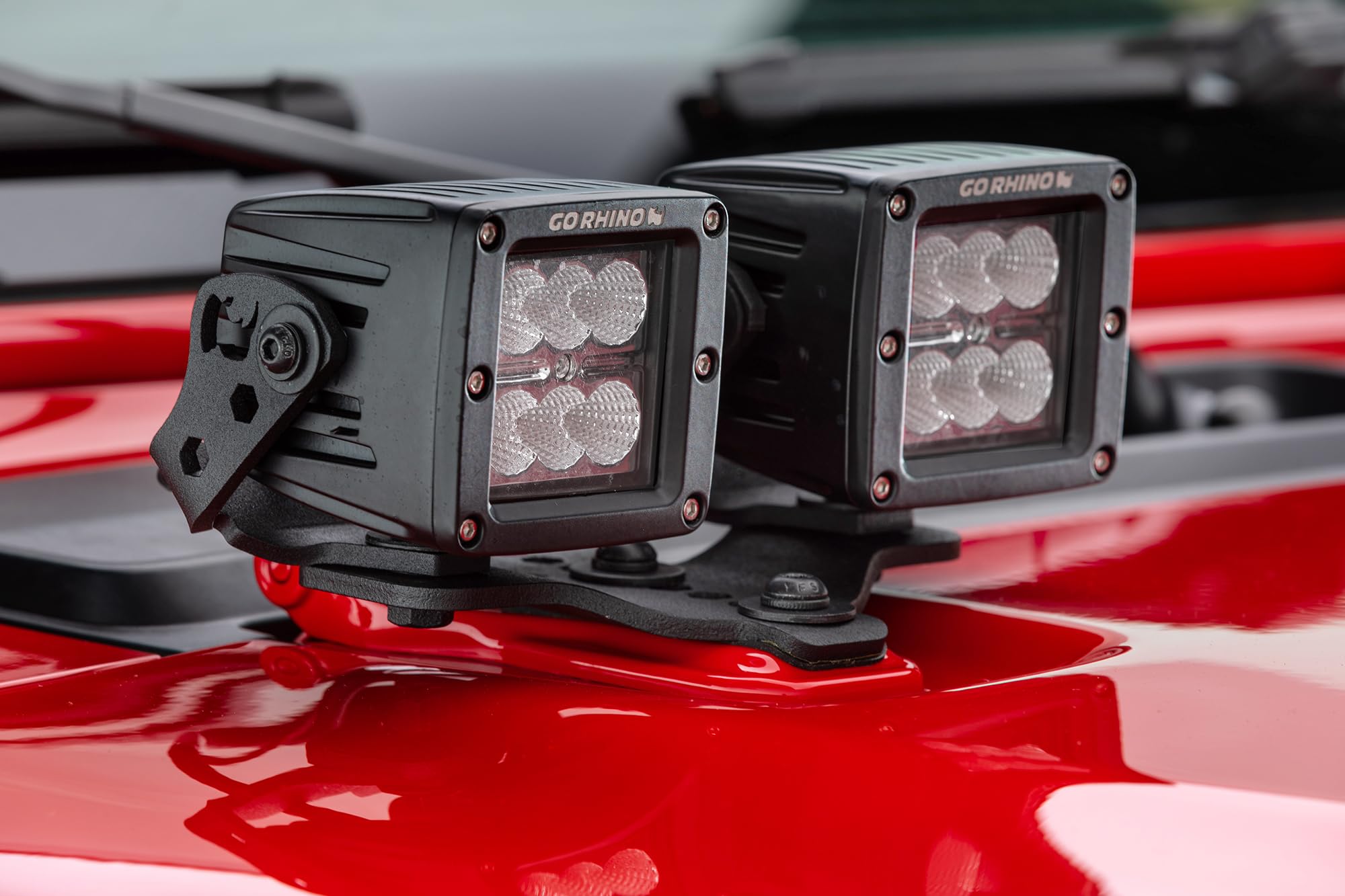 XE Hard Top LED Light Mounts Go Rhino for Two 3" LED Cubes | Mild Steel, Textured Black | 731030T
