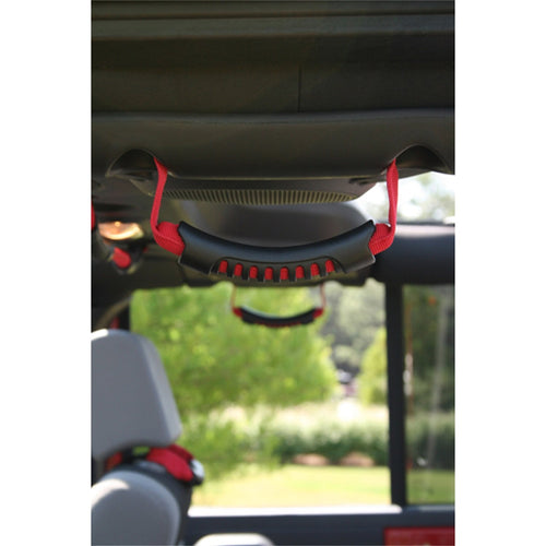Grab Handles Rugged Ridge for Jeep Wrangler JKU | Nylon, Red | 13305.15 | Fits 2007-2018 Jeep Wrangler JKU 4-Door