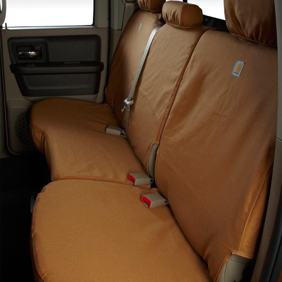 Covercraft Custom Seat Covers Carhartt SeatSaver | Fits 2019-2020 Ford F-150, 2019-2022 Ford F-250/F-350/F-450/F-550 | 1st Row 40/20/40 Bench Seat, Duck Weave Gravel