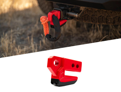 Xtract Hitch Skid Plate DV8 Offroad | Rear Skid Plate Hitch Mounted | 1" Thick Mount for 3/4" D-Ring | Designed to Mount to 2" Receiver with a 5/8" Pin | 13,000 lb Working Load Limit (Red)