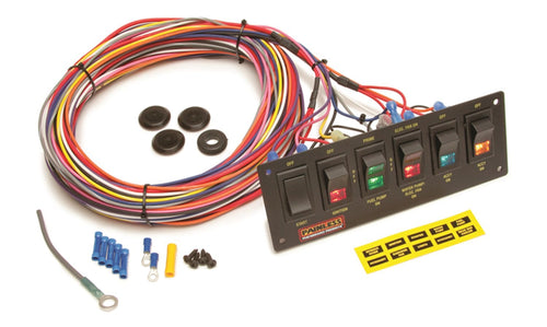 50406 Painless Performance Non-Fused Lighted Rocker Switch Panel, 6-Switch, Black