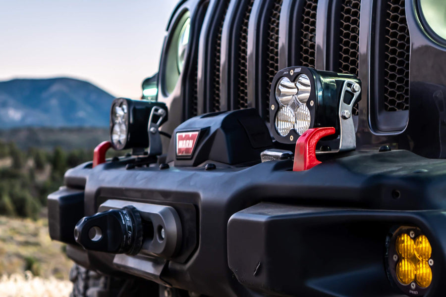Baja Designs LED XL80 Bumper LightKit for Jeep Gladiator 2020-22, Wrangler JL 2018-22 with OEM Steel Bumper - Includes Switch Wiring Harness (Driving/Combo Clear Lens)