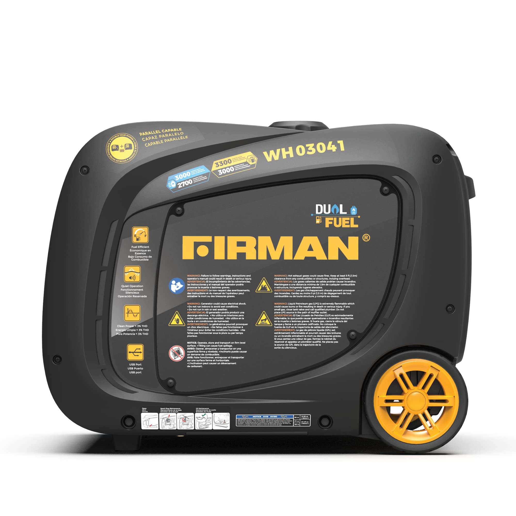 Dual Fuel Firman WH03041 Inverter Generator, Recoil-Start, 3300/3000-Watt - Quantity 1