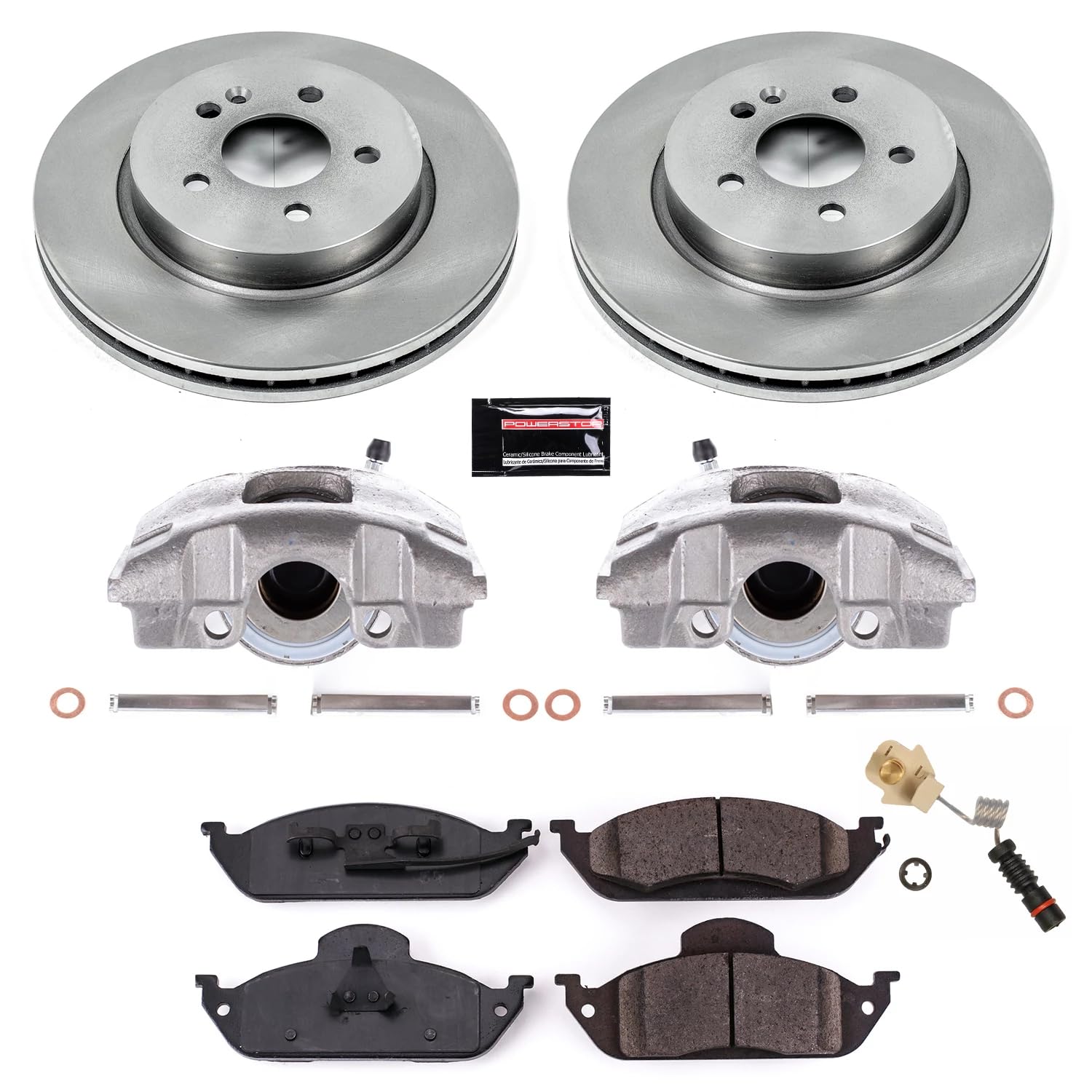 Power Stop KCOE864 Front Caliper Kit-OE Rotors, Ceramic Brake Pads, Calipers For Mercedes-Benz ML320, Mercedes-Benz ML350, Mercedes-Benz M Autospecialty [Model Specific]