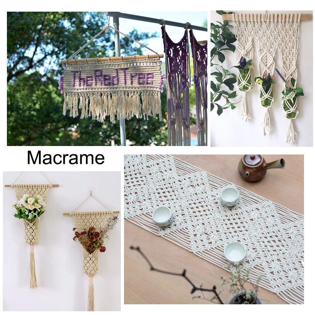55 Yards JEWELEADER Natural Cotton Macrame Cord 6mm Twisted Soft Knitting Rope for Handmade Crafts Decoration Wall Hanging Plant Hanger Crocheting Bohemia Dream Catcher White Smoke