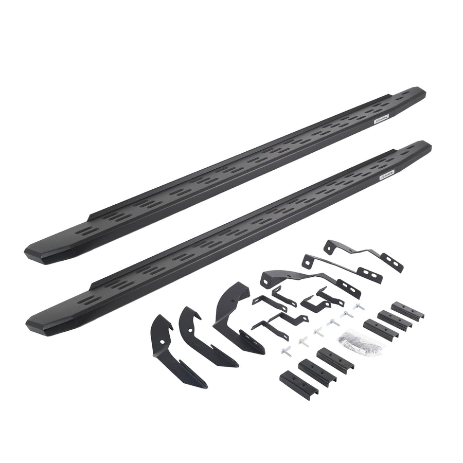 Go Rhino Running Boards & Brackets RB30 | Galvanized Steel, Textured Black | 69604280PC | Fits 2015-2019 Chevrolet Silverado/GMC Sierra 2500/3500HD Double Cab (See Description)