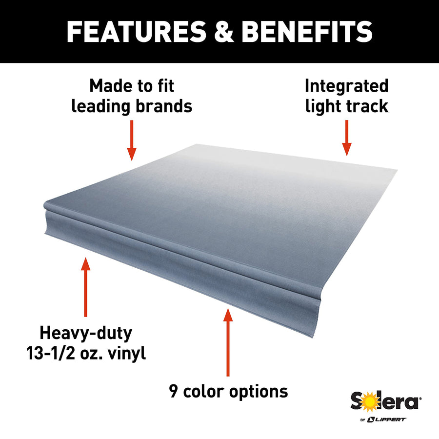Solera Heavy-Duty Universal Fit Vinyl RV Patio Awning Replacement Fabric Blue Fade 10' Awning (9'4" Fabric)