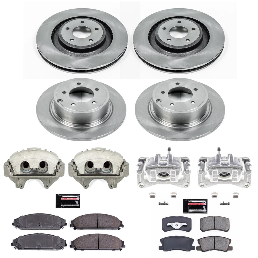 Power Stop KCOE5566 Front and Rear Autospecialty Stock Replacement Caliper Kit- OE Rotors, Ceramic Brake Pads, Calipers For Dodge Caliber 2008-2009 [Model Specific]
