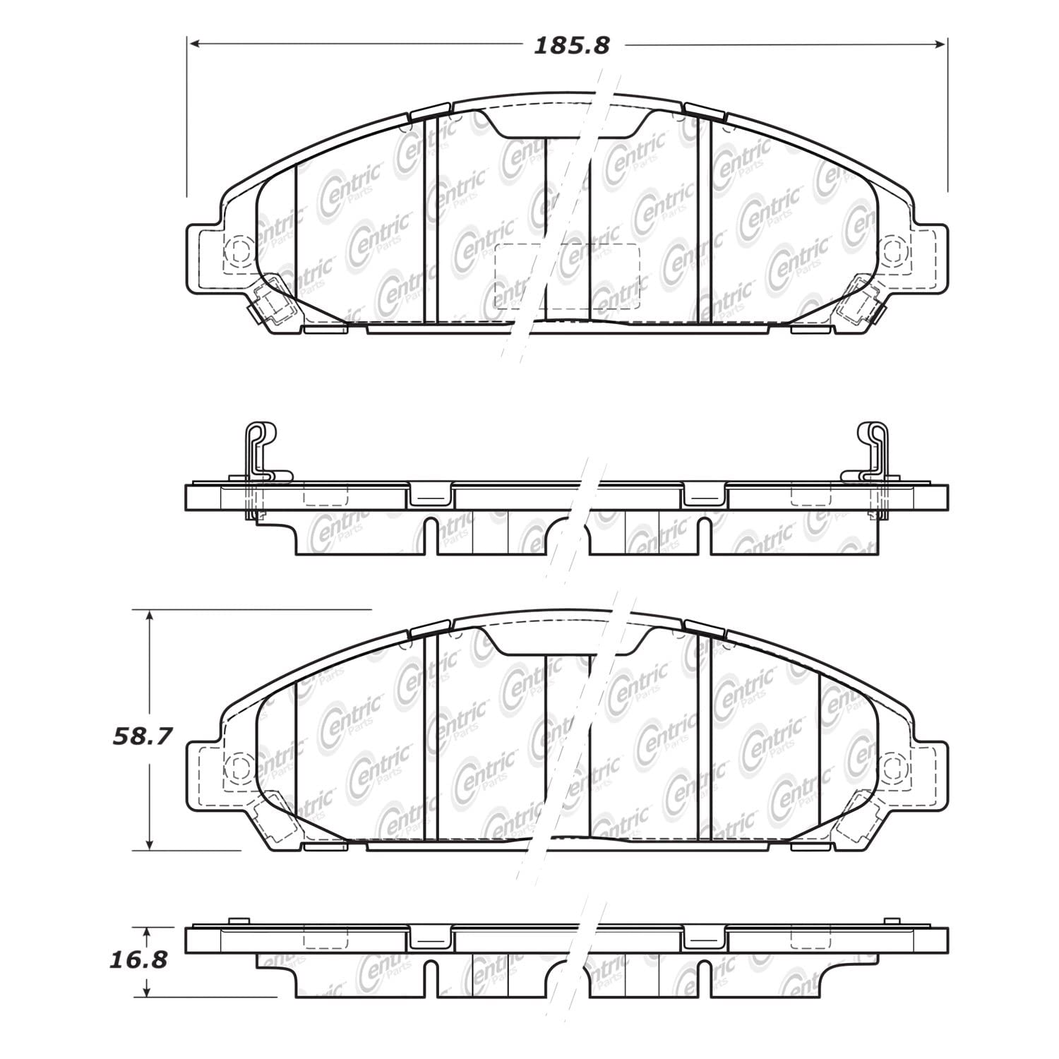 Centric Posi Quiet 105.17910 Premium Ceramic Front Disc Brake Pad Set for Select 2015-2022 Ford Mustang Model Years
