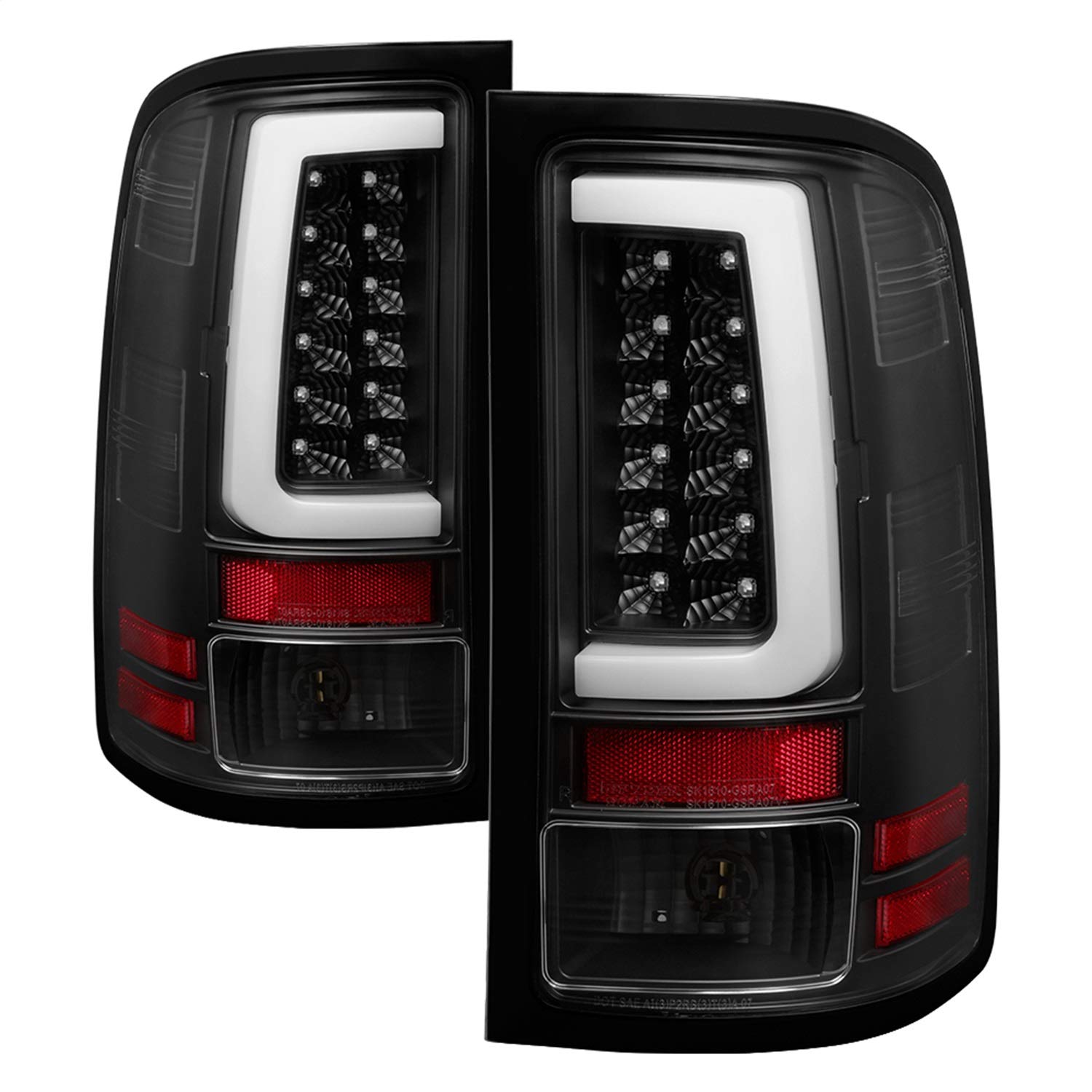 Spyder Auto 5084743 Spyder GMC Sierra 1500 07-13 2500HD/3500HD 07-14 (does not fit 3500HD Dually Models) Version 2 Light Bar LED Tail Lights - Black