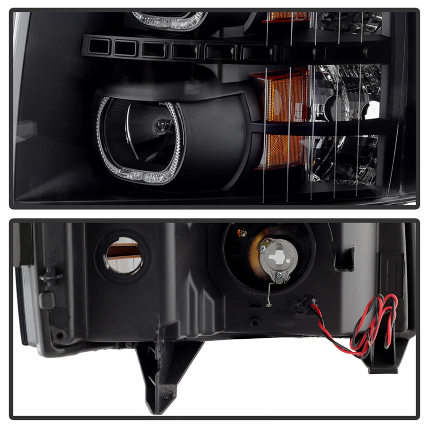 Chevy Silverado Xtune PRO-JH-CSIL07-CFB-BK LED Halo Projector Headlight, Black