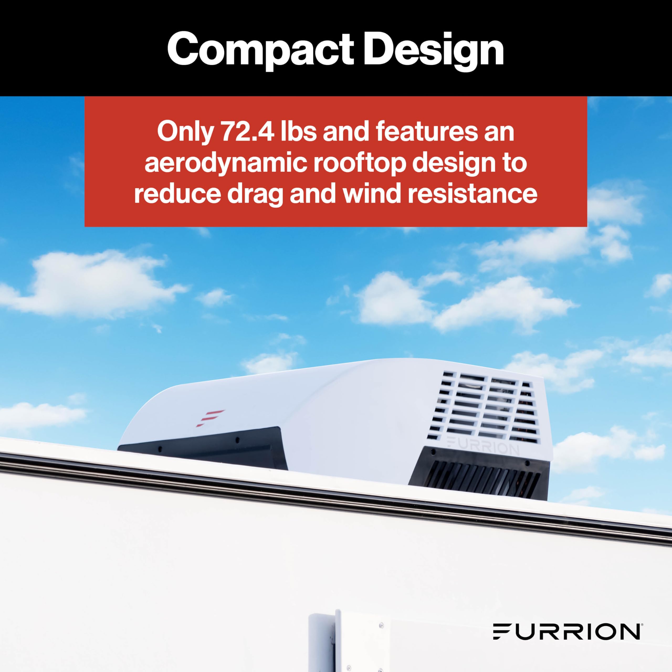 Furrion 18k BTU Chill Cube Variable Speed RV Rooftop Air Conditioner, White, Non-Ducted, R32 Refrigerant, Quiet High-Efficiency AC with Turbo Cool Mode, Lightweight, AC Unit Only - FACR18VSSA-BL-AM