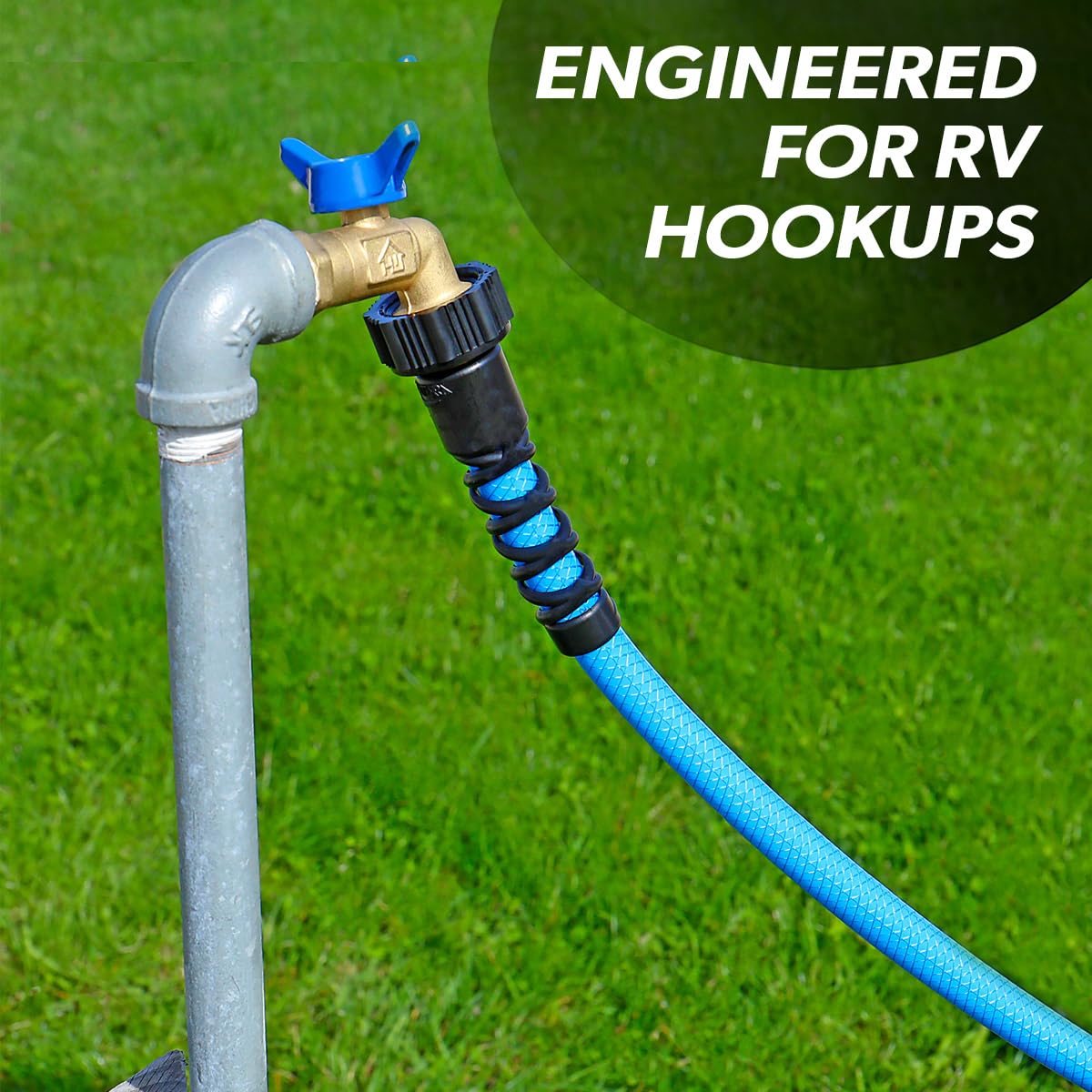 Valterra W01-8048 High Pressure AquaFresh Drinking Water Hose with Hose Savers - 1/2" x 4', Blue