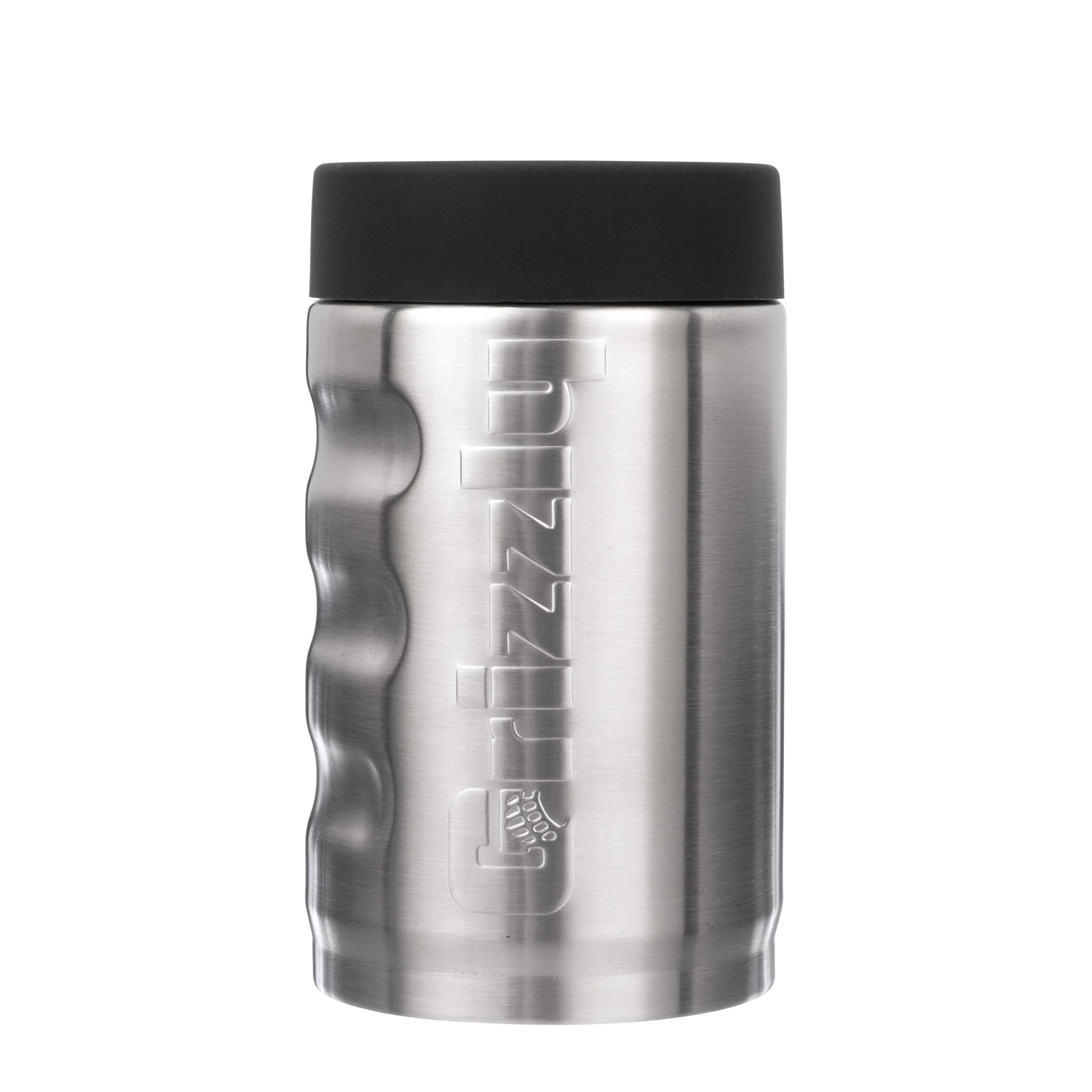 12 oz Grizzly Grip Can | Stainless Steel Vacuum Insulated Can Cooler | For 12 oz Regular Beer and Soda Cans Reusable Durable | Brushed Stainless