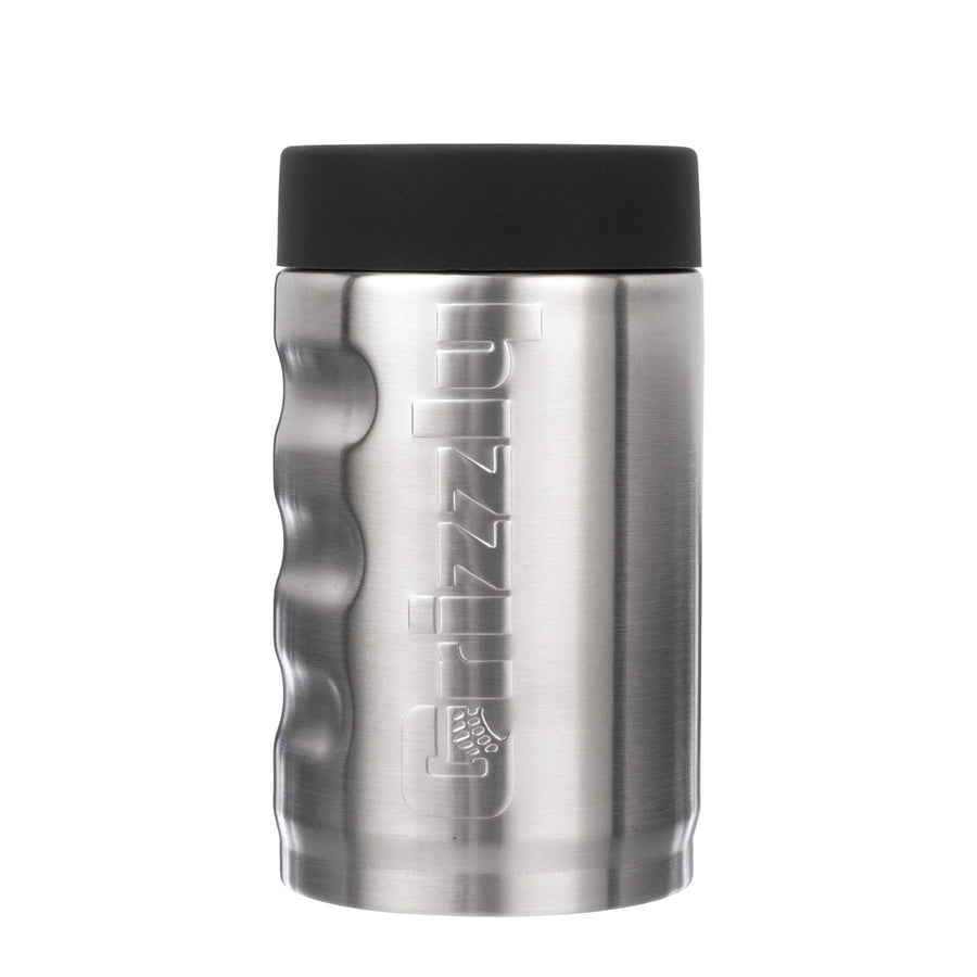 12 oz Grizzly Grip Can | Stainless Steel Vacuum Insulated Can Cooler | For 12 oz Regular Beer and Soda Cans Reusable Durable | Brushed Stainless