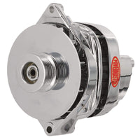Alt GM CS144 Powermaster Chrome 170A 6 grv Pulley/Baffle Str MTG Threaded MTG Ear 1-Wire or OE Hookup