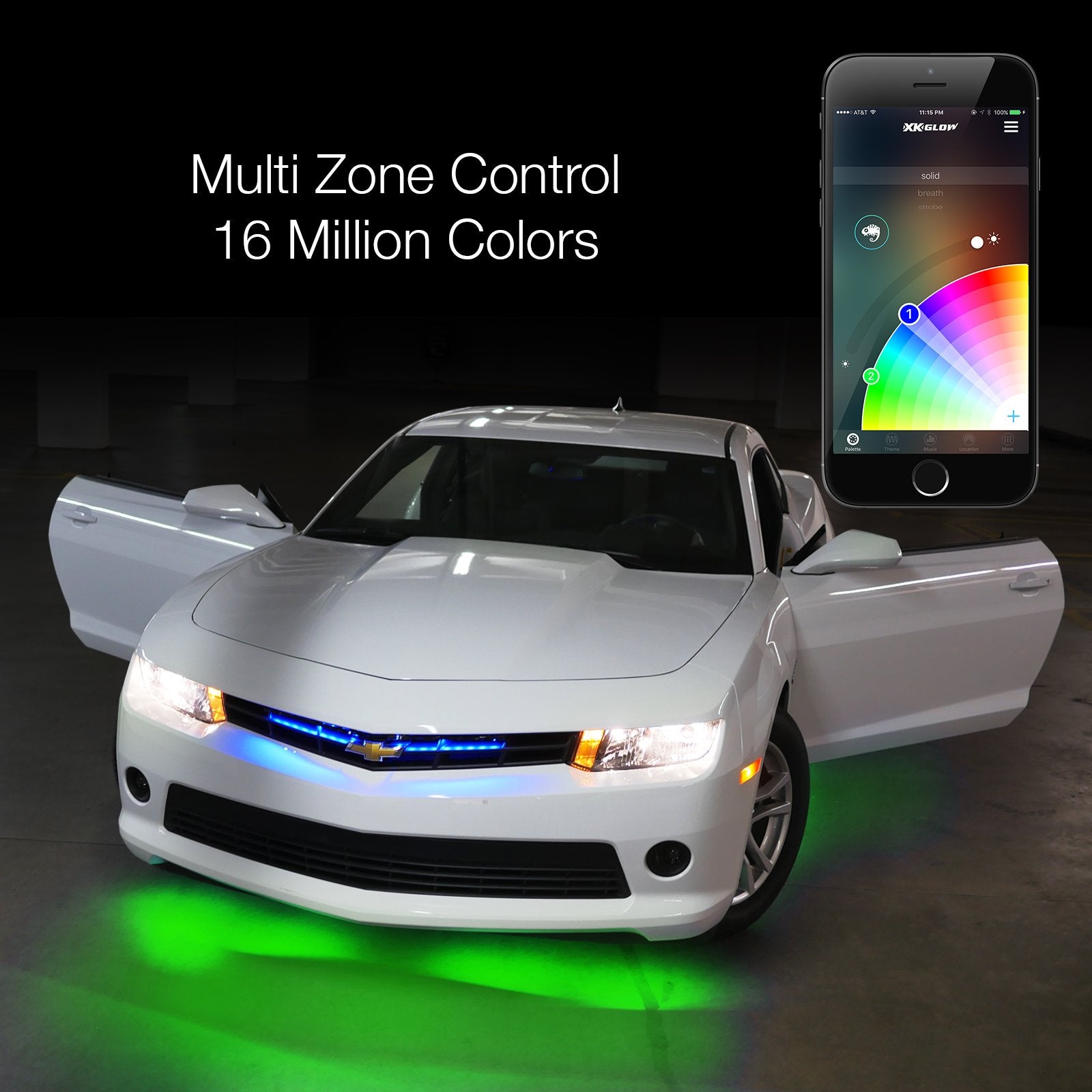 App Control XKGLOW Chrome Car Mini LED Accent Light Kit - Interior