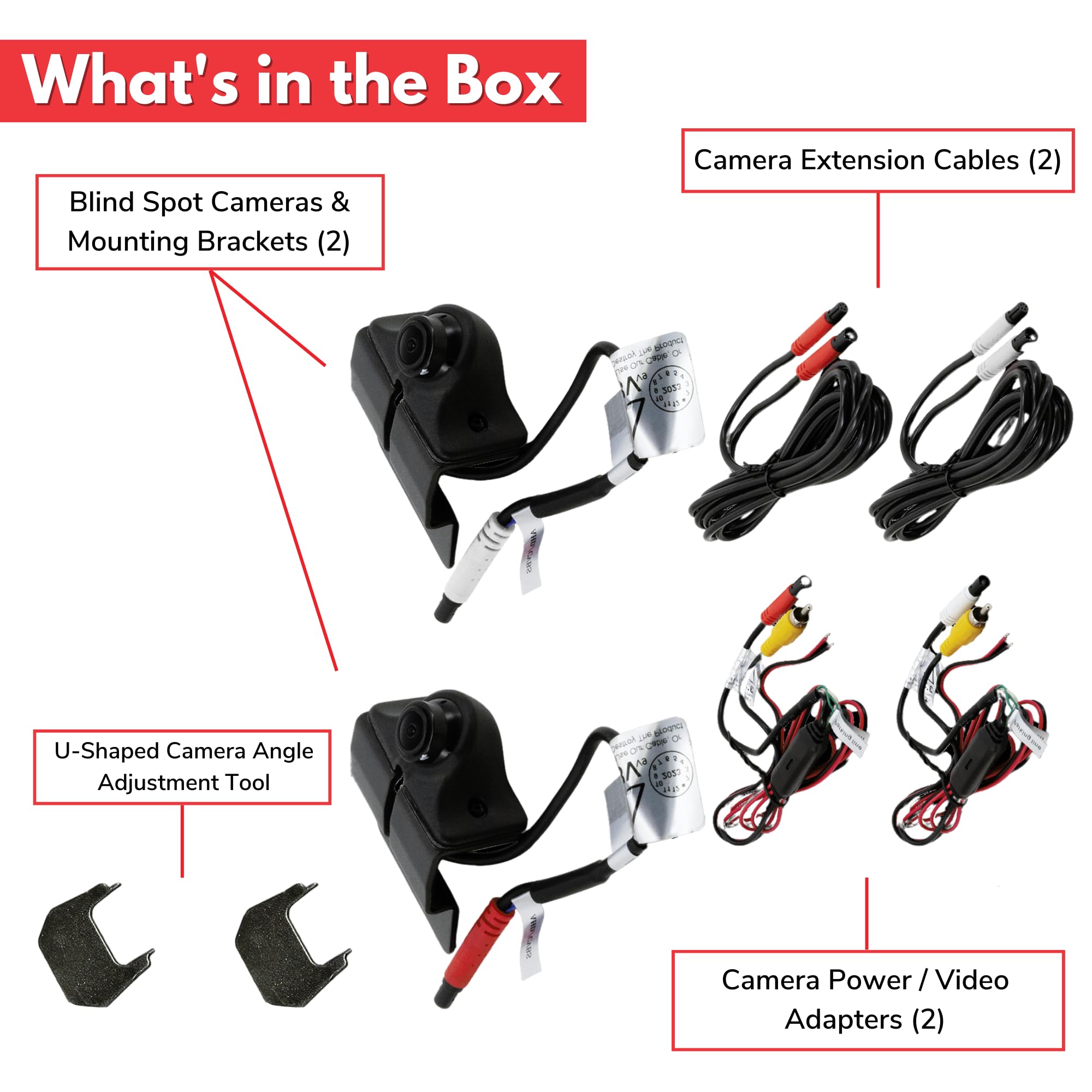 Wrangler JK STINGER AHD/CVBS Dual Blind Spot Side View Camera Kit, Easy Installation with Most Aftermarket Radios (Set of Two) (HD Wrangler JK 2007-2018)