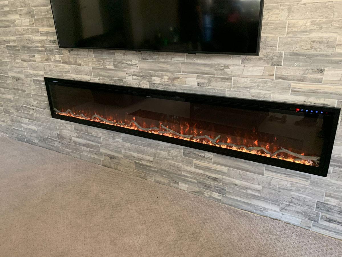 Spectrum Slimline Modern Flames Reliable Electric Fireplace | Customizable Hybrid-FX Flame LED Light Ambience | Remote Controlled | 100 Inch