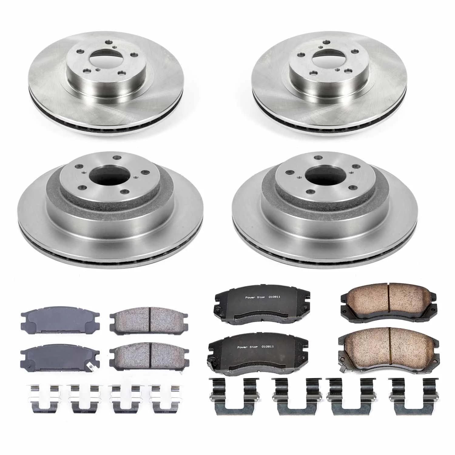 Power Stop Autospecialty KOE8398 Front and Rear Replacement Brake Kit-OE Brake Rotors & Ceramic Brake Pads For Subaru Legacy 1991-1994 [Model Specific]