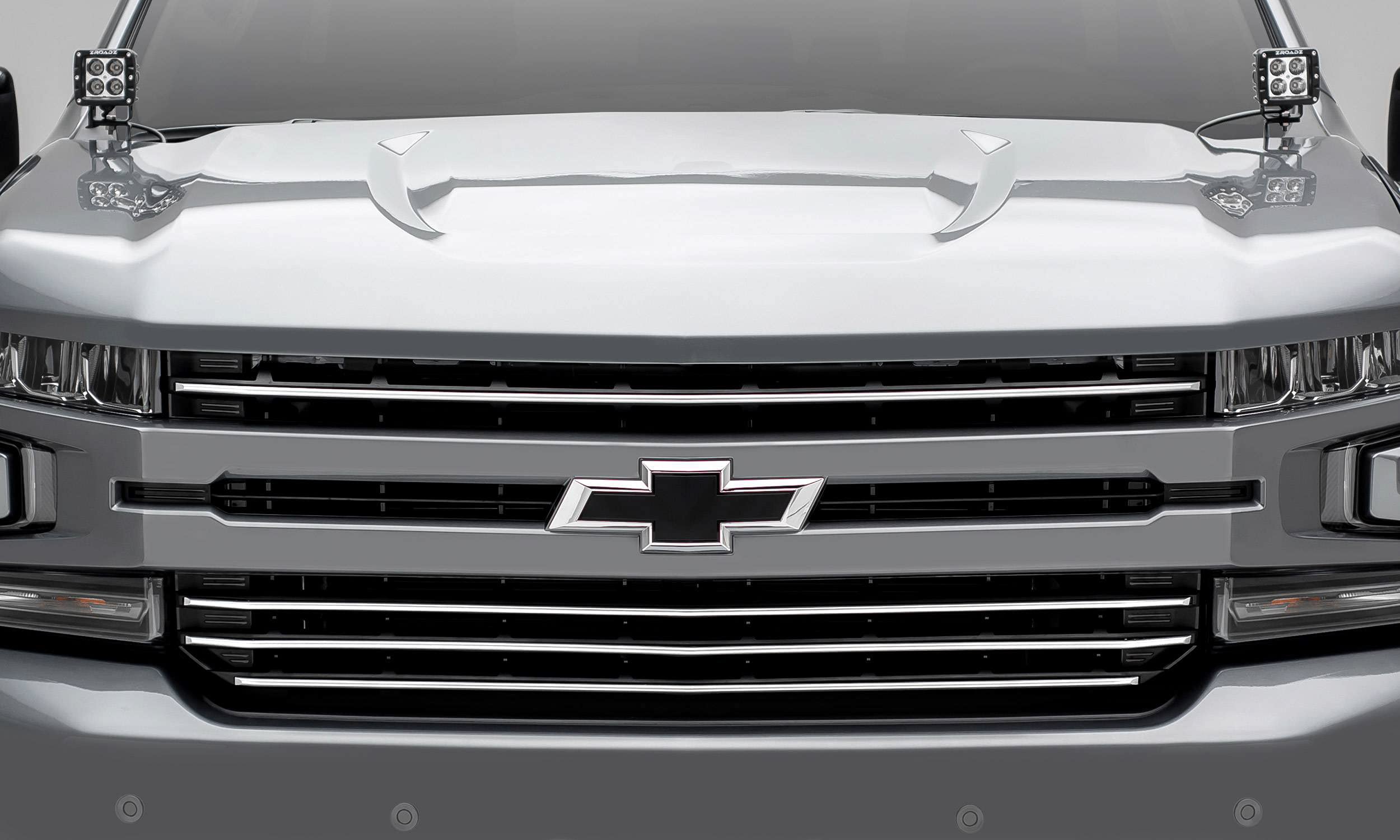 Silverado 1500 2019-2022 Trail Boss, RST, LT Round Billet Grille, Horizontal Round, Brushed, 4 Pc, Overlay, Does Not Fit Vehicles with Camera - PN #6211233
