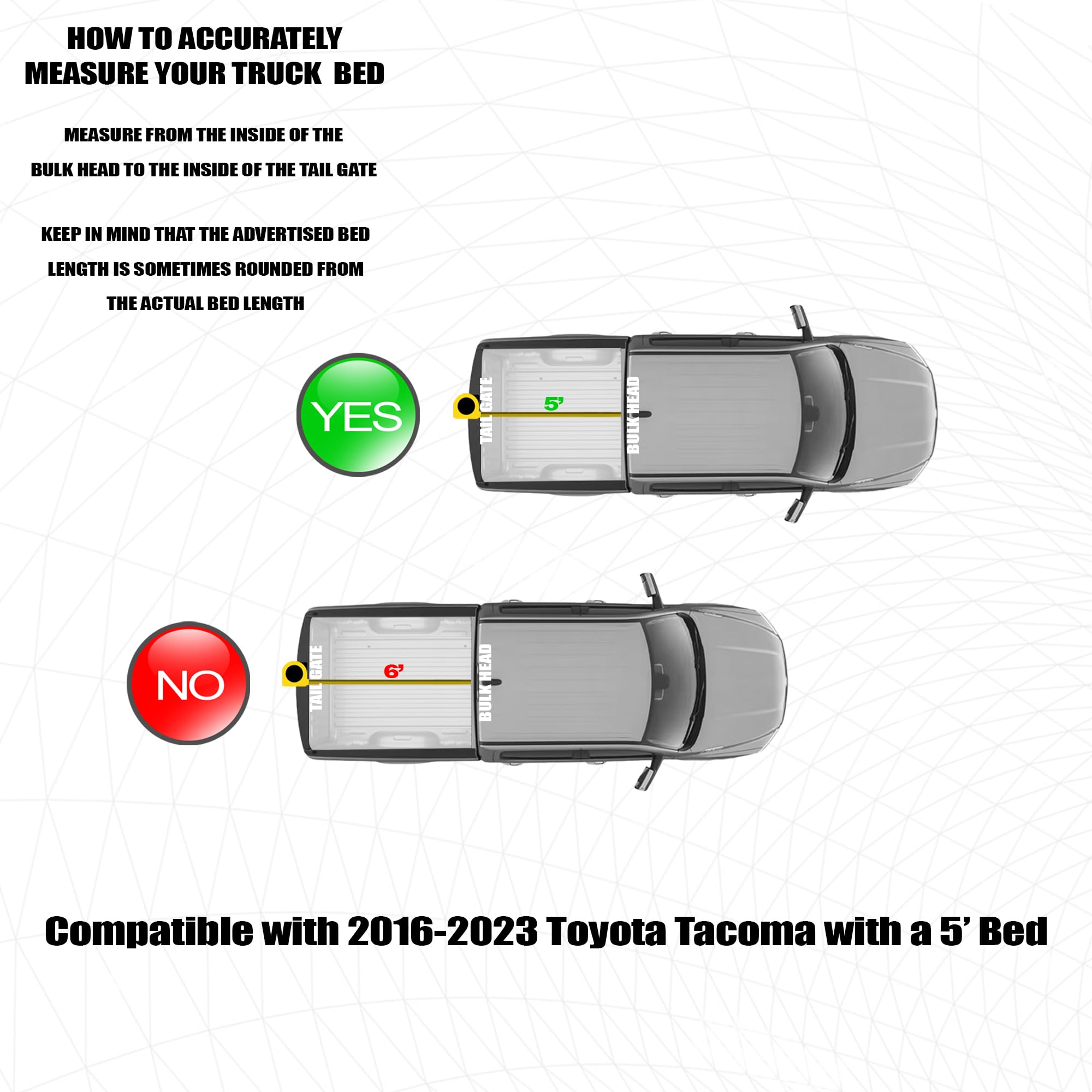 Hard Tri-Fold Armordillo for 2016-2023 Toyota Tacoma Truck Bed Cover fits 5 Ft (60") Short Bed | CoveRex TFX | 8705308