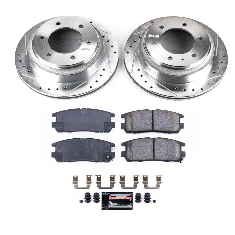 Power Stop Z23 KC5029, RearBrake Caliper Kit-Drilled/Slotted Rotors, Carbon Ceramic Brake Pads, Calipers