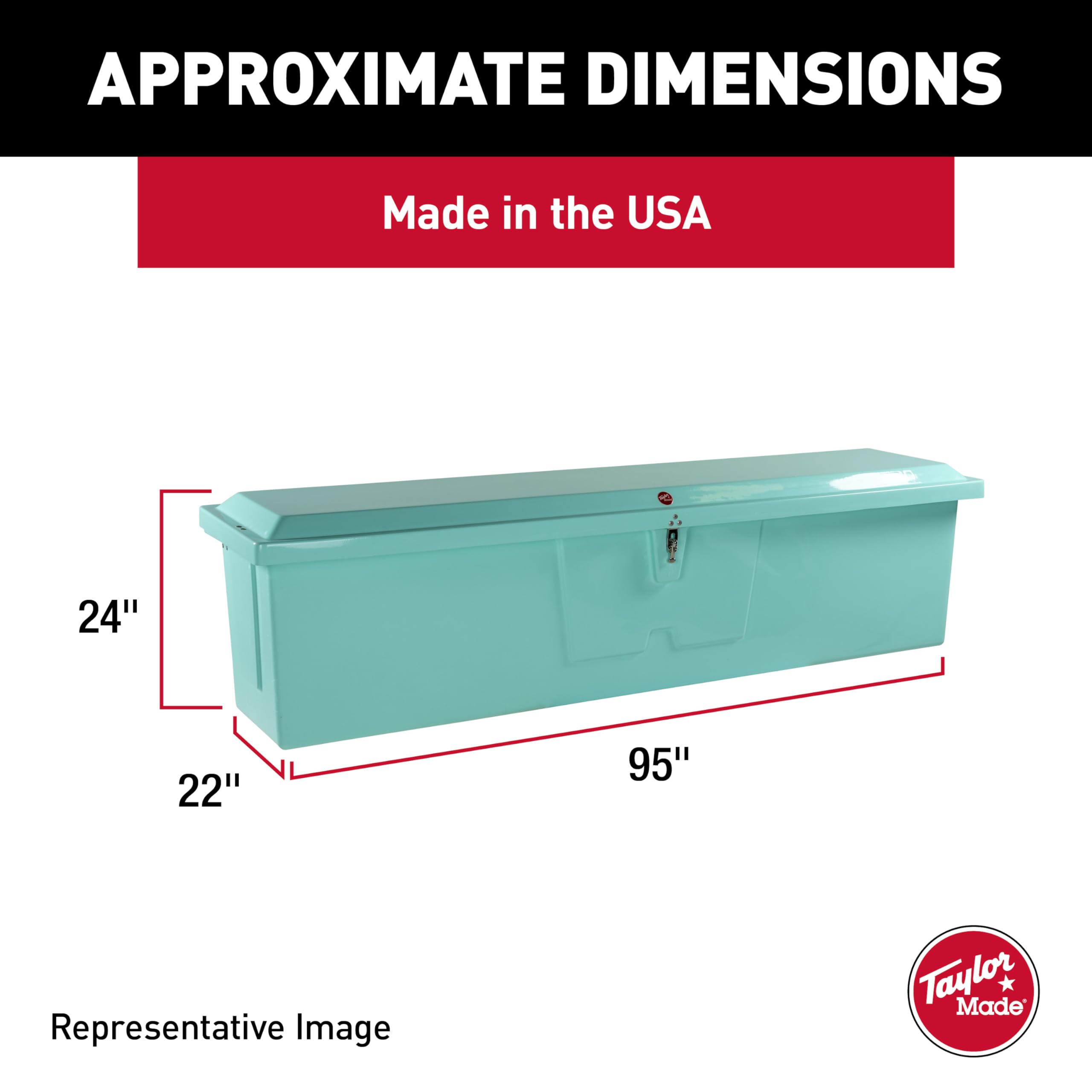 Taylor Made Fisherman’s Stow N’ Go Fiberglass Dock Box, Extra Large (24"H X 95"W X 22"D), Ice Blue, Smooth Interior Finish, Lockable Latch, Stainless-Steel Hardware - 83560IB
