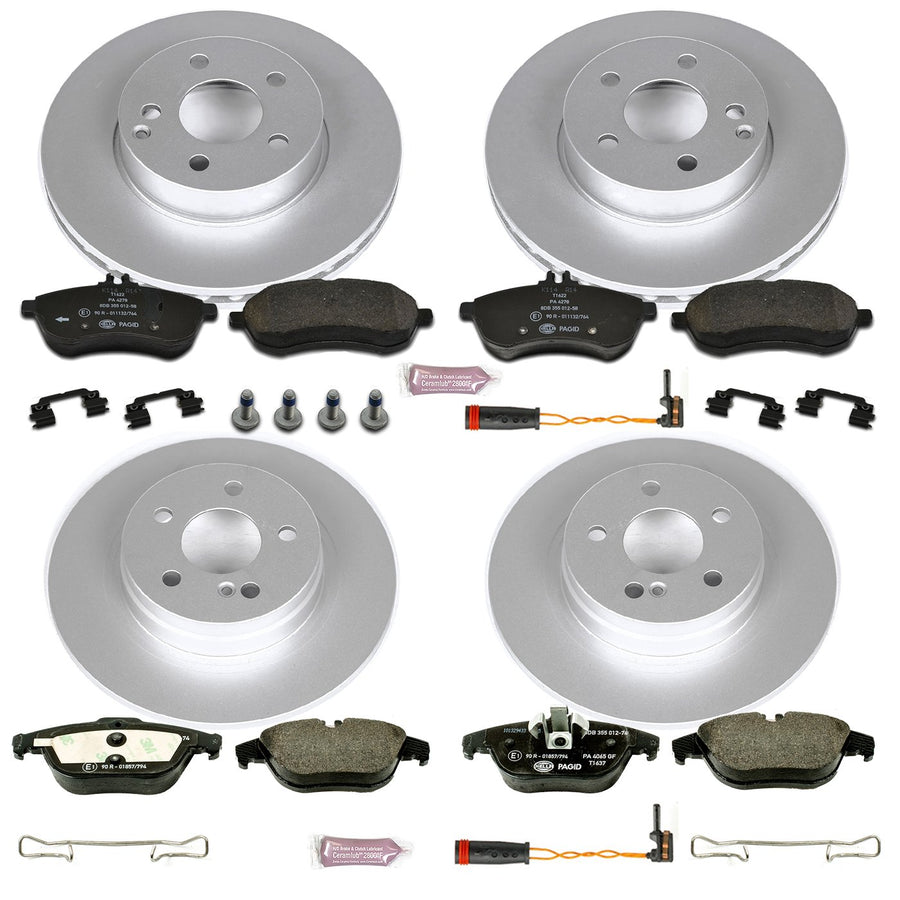 Power Stop ESK5791 Euro-Stop Front & Rear Brake Kit and 1 Front & 1 Rear Sensor Wires For Mercedes-Benz C250 2012-2015, Mercedes-Benz C300 2008-2012 [Model Specific]